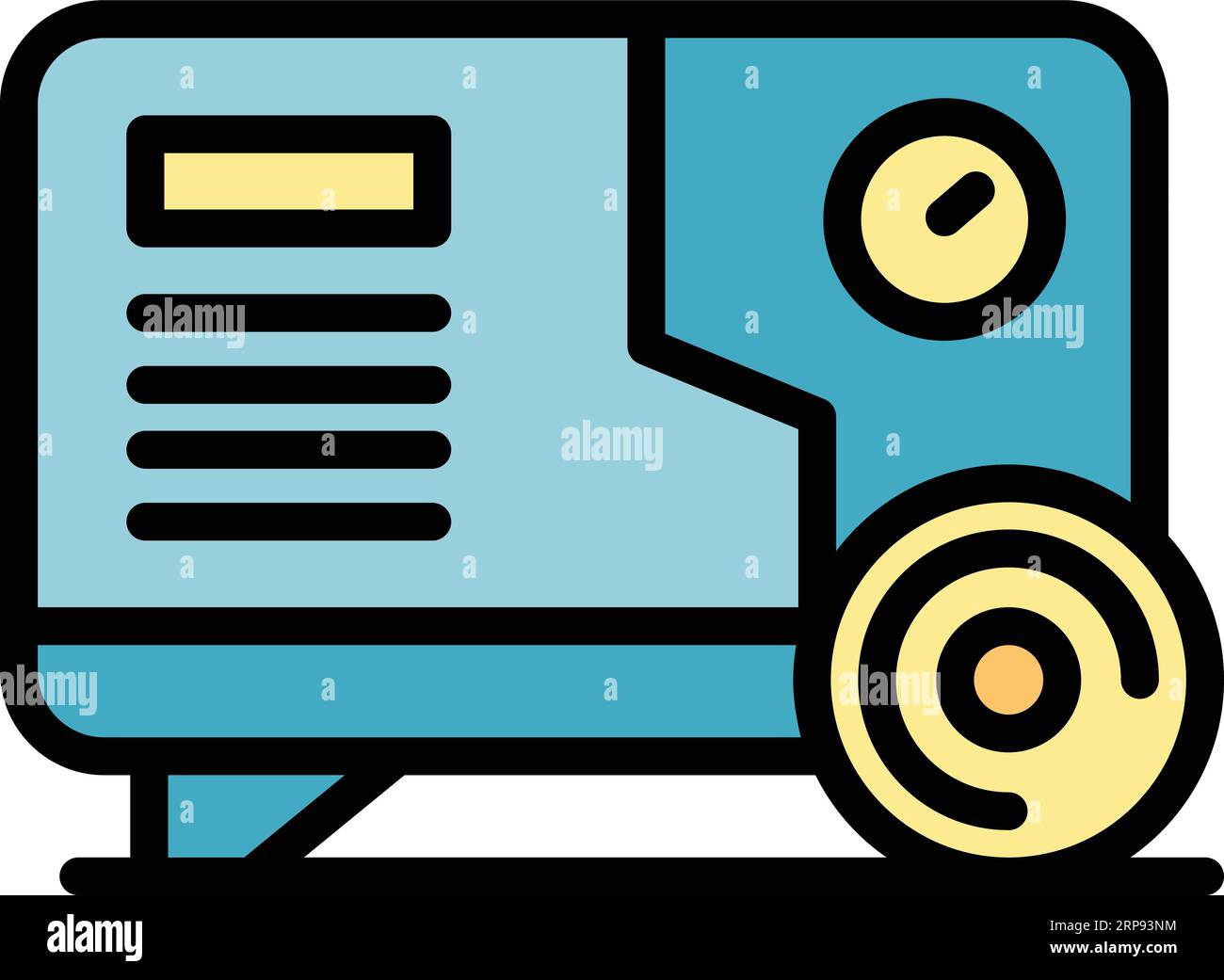 Stromgenerator-Symbol-Konturvektor. Dieselmotor. Tragbare Maschine, Farbe flach Stock Vektor