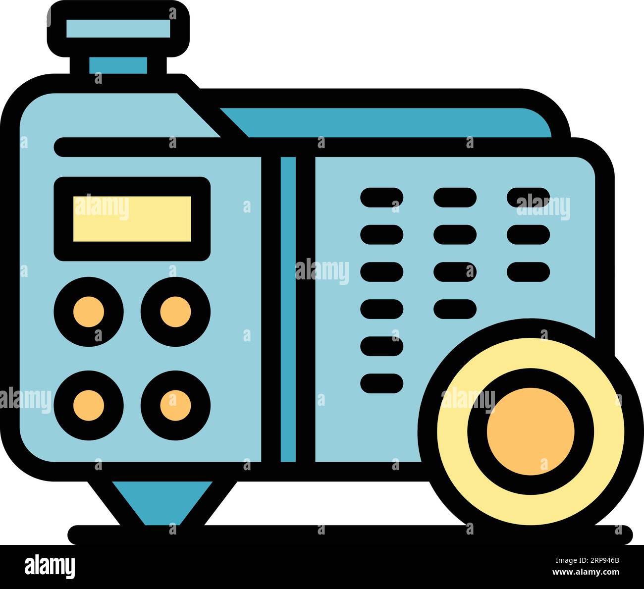 Konturvektor für das Symbol des Dieselgenerators. Elektrische Energie. Tragbare Maschine, Farbe flach Stock Vektor