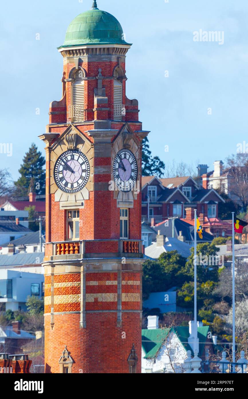 Der Uhrturm des zum Weltkulturerbe gehörenden Launceston GPO (General Post Office), das sich an der Cameron Street 68-72 in Launceston, Tasmanien, Austral, befindet Stockfoto