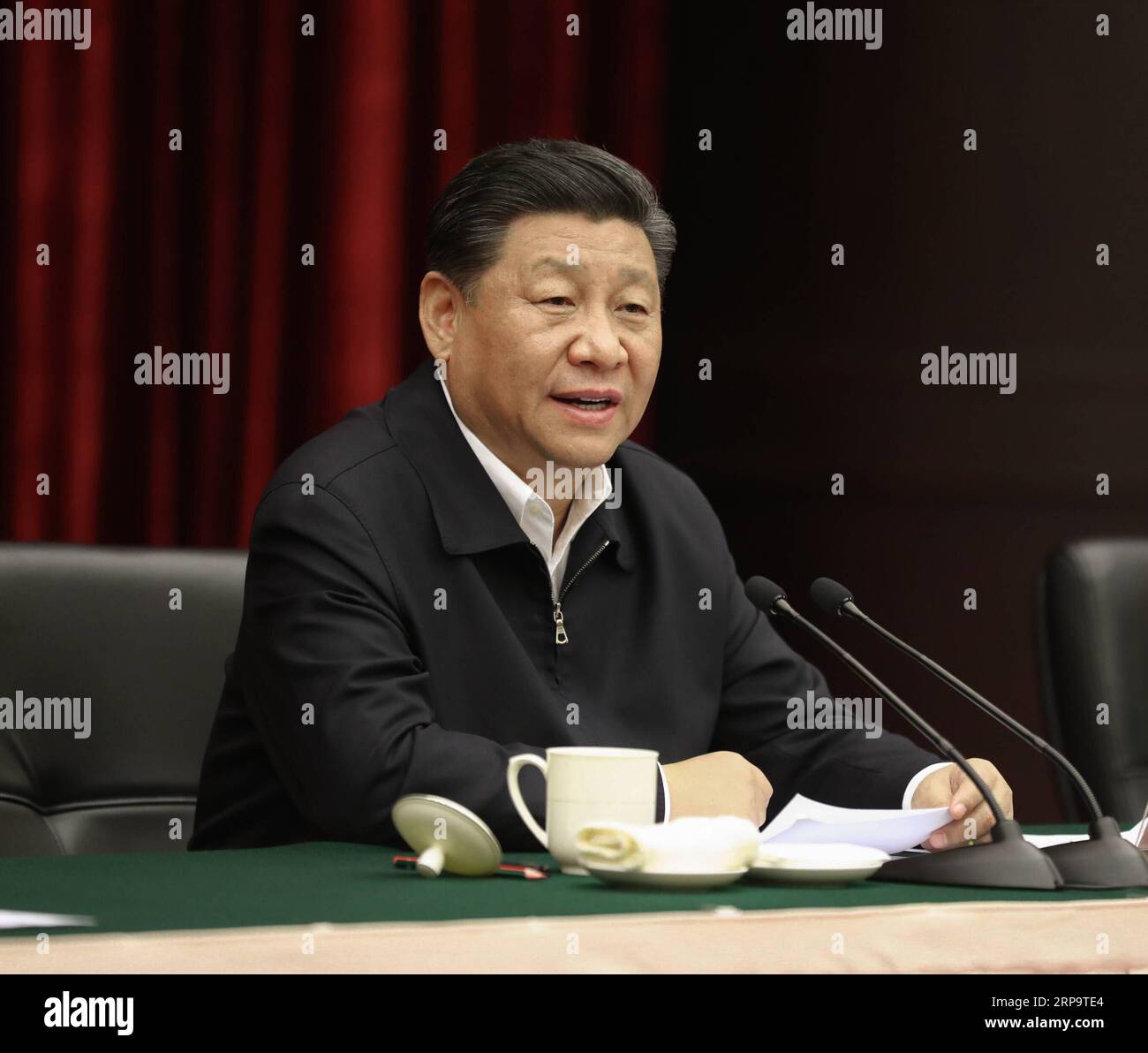 (190416) -- CHONGQING, 16. April 2019 -- der chinesische Präsident Xi Jinping, ebenfalls Generalsekretär des Zentralkomitees der Kommunistischen Partei Chinas und Vorsitzender der Zentralen Militärkommission, leitet ein Symposium über die Lösung prominenter Probleme, einschließlich der Deckung der Grundbedürfnisse von Lebensmitteln und Kleidung und der Gewährleistung der Schulpflicht, medizinische Grundversorgung und Wohnungen im südwestchinesischen Chongqing, 16. April 2019. ) CHINA-CHONGQING-XI JINPING-SYMPOSIUM (CN) JUXPENG PUBLICATIONXNOTXINXCHN Stockfoto