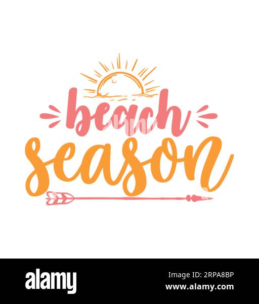 Beach Season, Typografie-T-Shirt-Design, T-Shirt-Print, Freebie SVG, T-Shirt-Design, T-Shirt-Design mit Schriftzug Stock Vektor