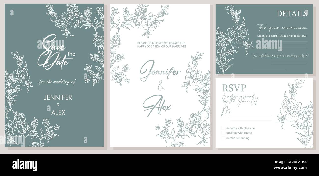 Elegante Hochzeitseinladung, Vorlage „Save the Date“ Stock Vektor