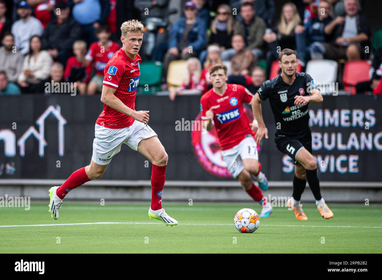 Silkeborg, Dänemark. September 2023. Soren Tengstedt (10) von Silkeborg, WENN er während des 3F Superliga-Spiels zwischen Silkeborg IF und Hvidovre IF im Jysk Park in Silkeborg gesehen wurde. (Foto: Gonzales Photo/Alamy Live News Stockfoto