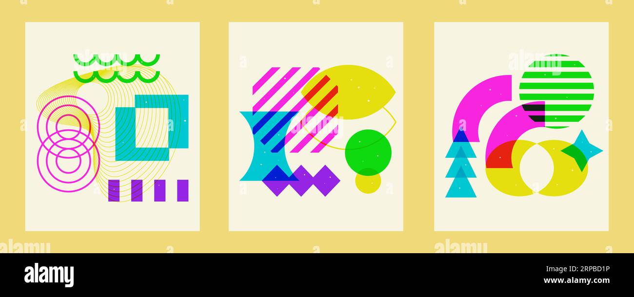 Geometriedruckcollage. Abstraktes geometrisches Set Stock Vektor