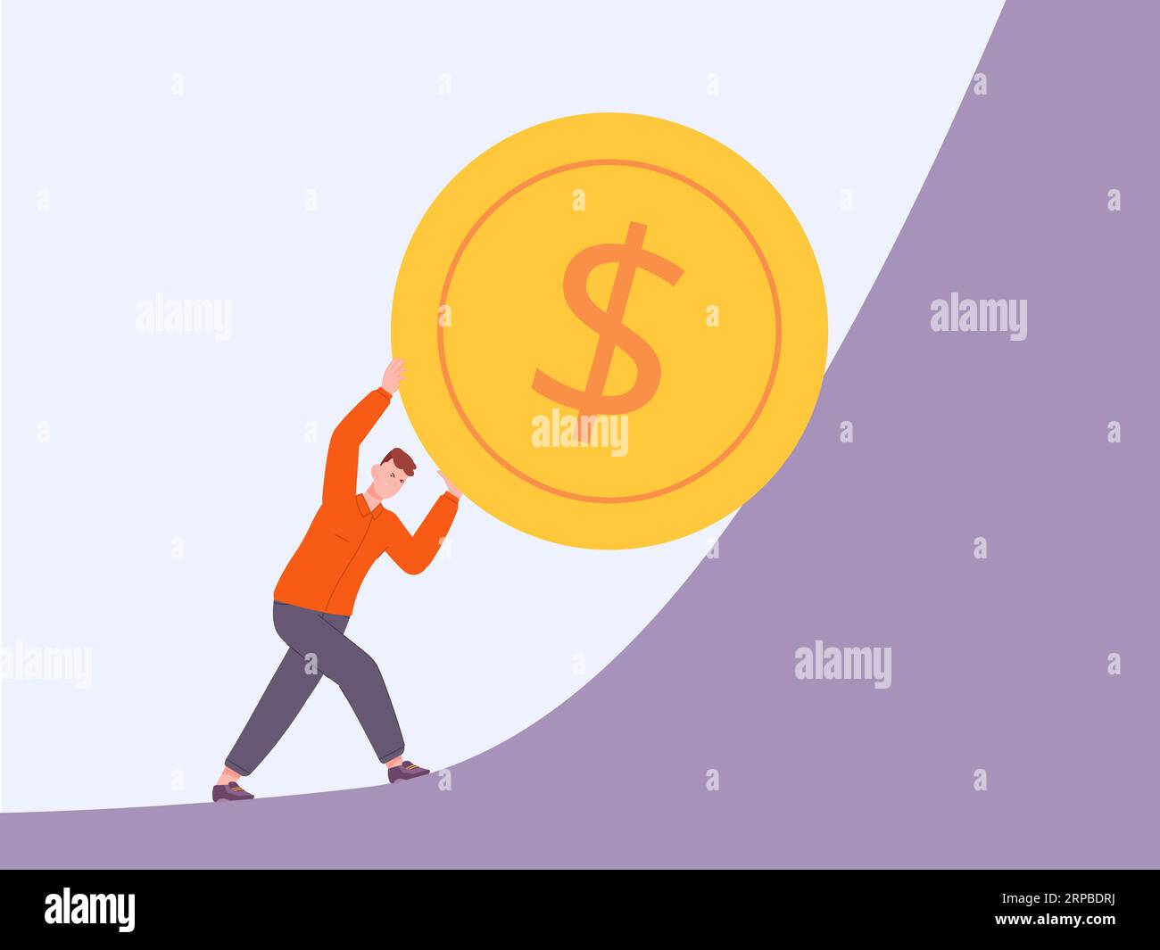 Harter Start. Schwieriger erster Schritt Weg zum Erfolg des Geschäfts, Konzept des Arbeitsdrucks im Rahmen des Lebenskampfs, starke Kapitalersparnisse für Führungskräfte, Illustration des Führungsvektors Stock Vektor