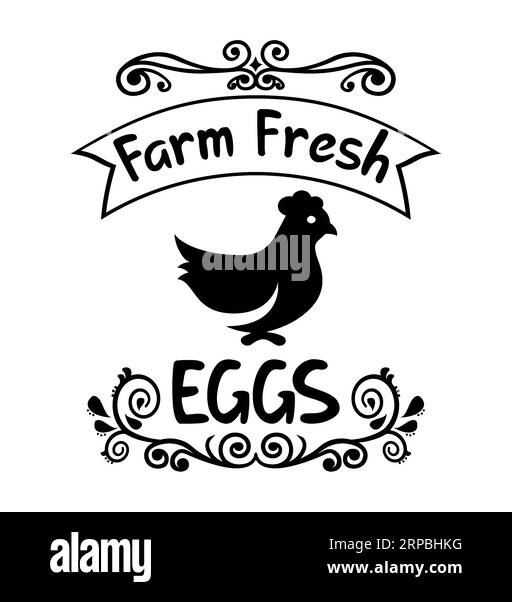 Farm Fresh Eggs Typografie T-Shirt Design, T-Shirt Print, Kalligraphie, Beschriftung, T-Shirt Designs, Silhouette-T-Shirt-Design Stock Vektor