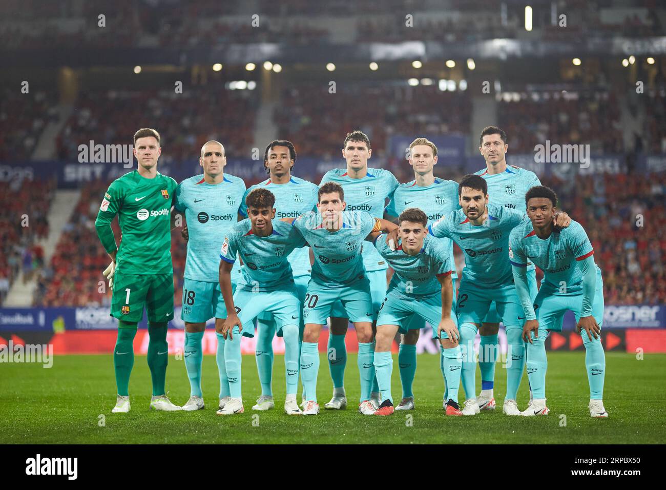 Team Barcelona während des LaLiga EA Sports Matches zwischen CA Osasuna und dem FC Barcelona am 3. September 2023 in El Sadar, Spanien. Foto Ricardo Larreina / SpainDPPI / DPPI Stockfoto