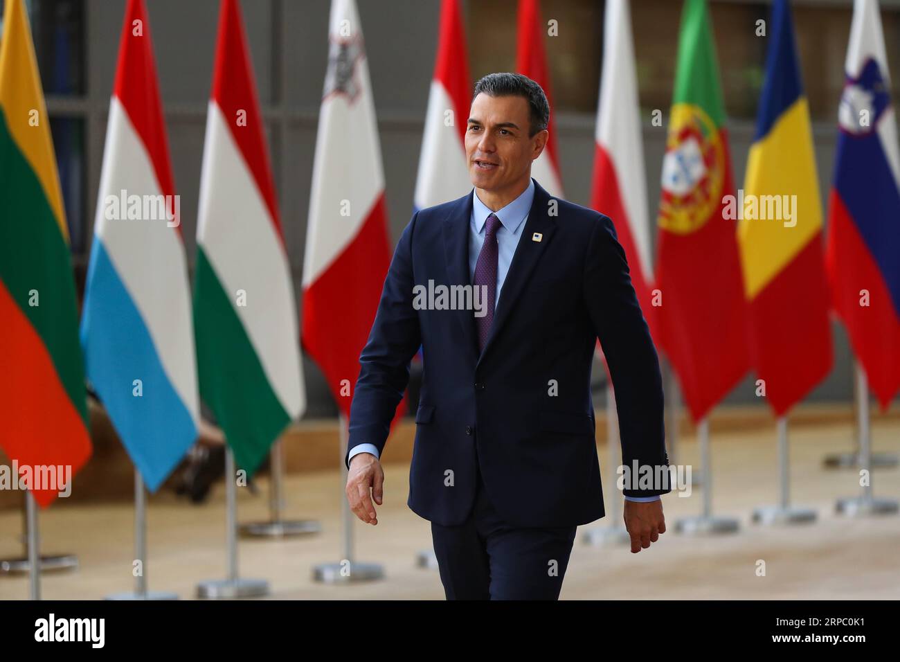 (190620) -- BRÜSSEL, 20. Juni 2019 (Xinhua) -- der spanische Premierminister Pedro Sanchez trifft zum EU-Sommergipfel am 20. Juni 2019 in Brüssel, Belgien, ein. (Xinhua/Zhang Cheng) BELGIEN-BRÜSSEL-EU-SOMMER-GIPFEL PUBLICATIONxNOTxINxCHN Stockfoto