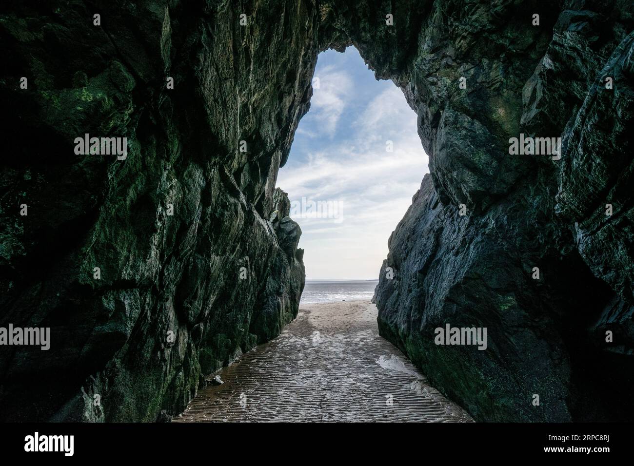 Needles Eye Natursteinbogen in der Nähe von Sandyhills, Dumfries & Galloway, Schottland Stockfoto