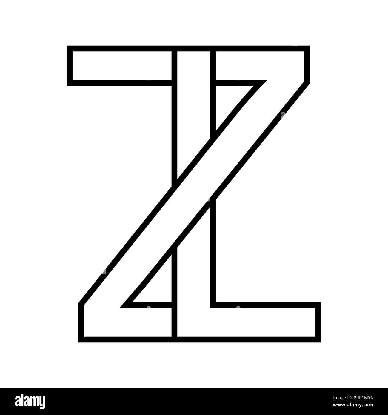 Logo-Zeichen lz zl, Symbol Doppelbuchstaben Logotyp z l Stock Vektor