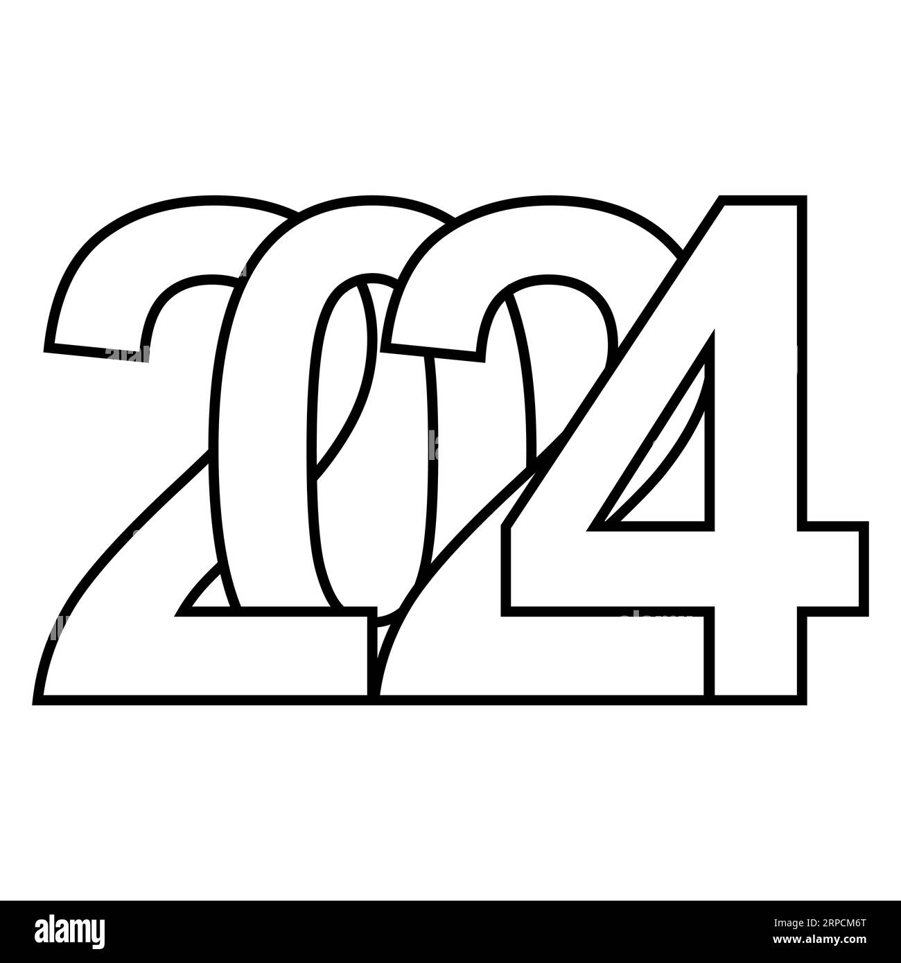 2024 gesunder Lebensstil, 2024 Logo Schrift abgeschrägte Schriftart 24 Medizin Stock Vektor