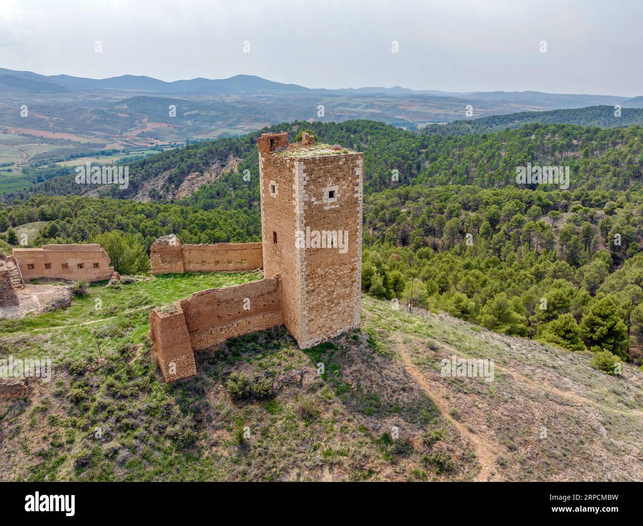 Turm der San Cristobal Mauern S. XIV Daroca. Zaragoza Provinz Aragon Spanien Stockfoto