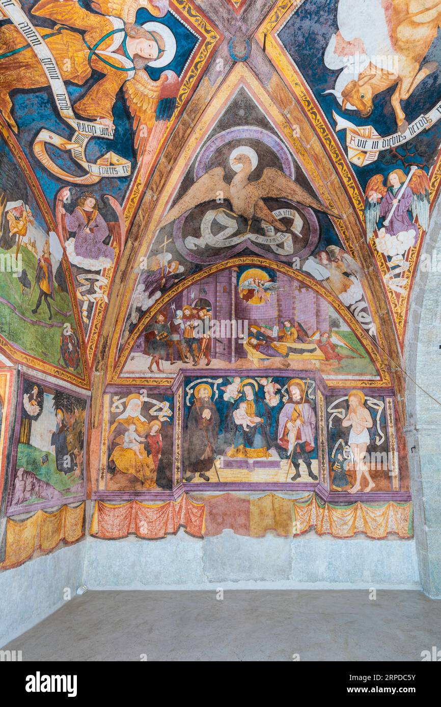 Italien Trentino Borgo Valsugana - Oratorium von San Rocco (1509) Stockfoto