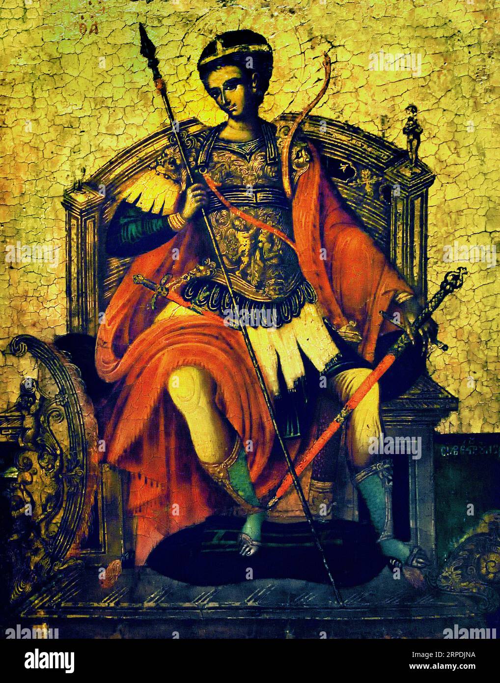 Ikone des Heiligen Demetrios gemalt von Silvestros Desos, 17. Jahrhundert Athen Griechenland Byzantinisches Museum Orthodoxe Kirche Griechisch ( Icon ) Stockfoto