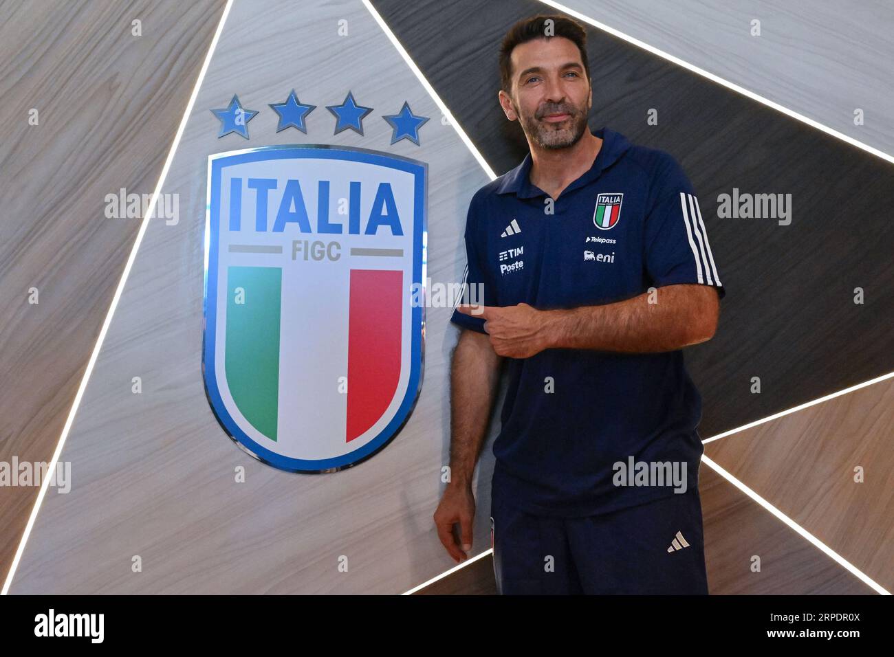 Delegationsleiter der Italienischen Delegation Gianluigi Buffon während der Pressekonferenz des neuen Delegationsleiters der Italienischen Delegation Gianluigi Buffon, Sonstiges, in Florenz, Italien, am 4. September 2023 Stockfoto