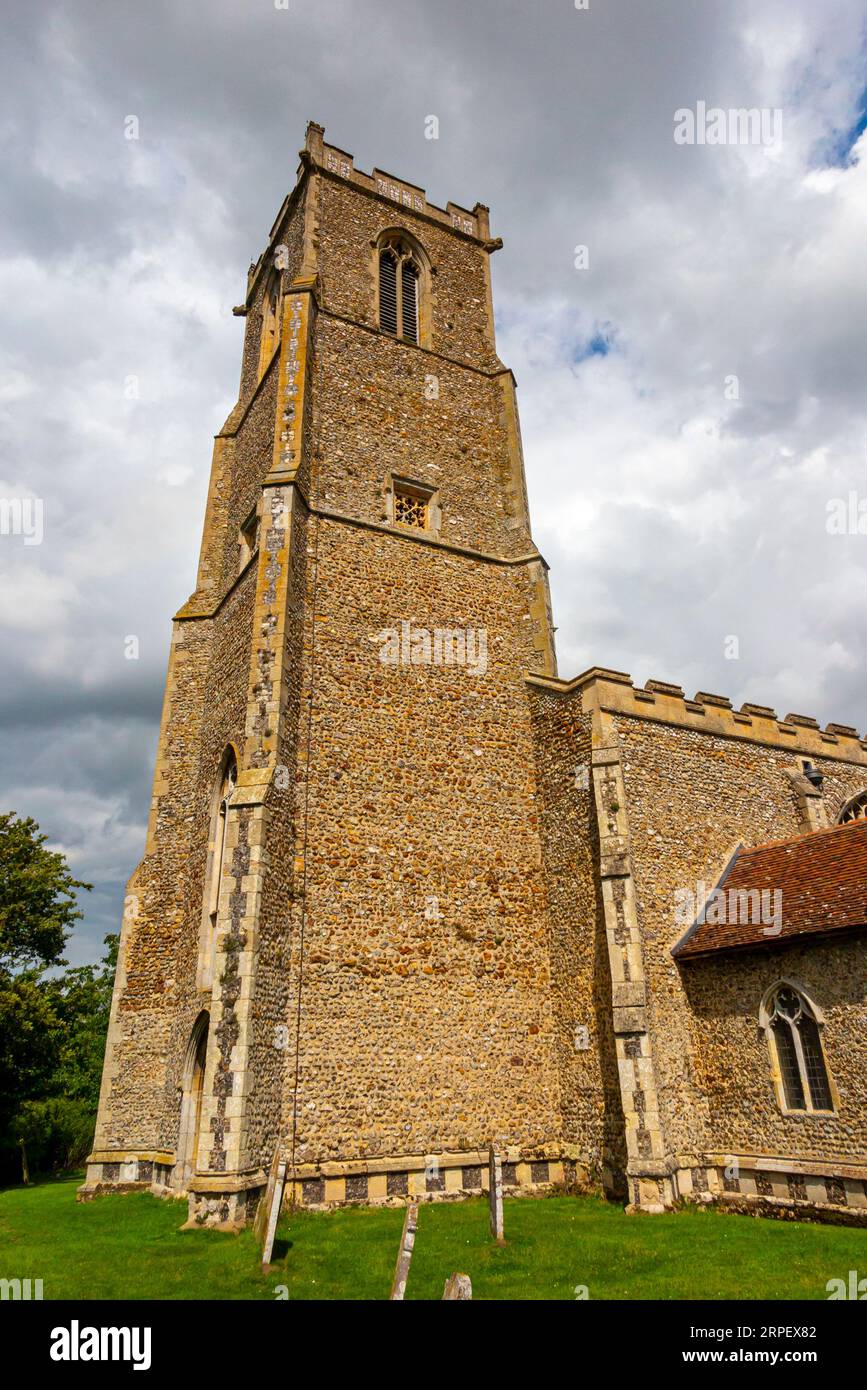 Tower of the Church of St Helen in Ranworth Norfolk Broads England eine Kirche aus dem 14. Jahrhundert, die als Cathedral of the Broads bekannt ist. Stockfoto