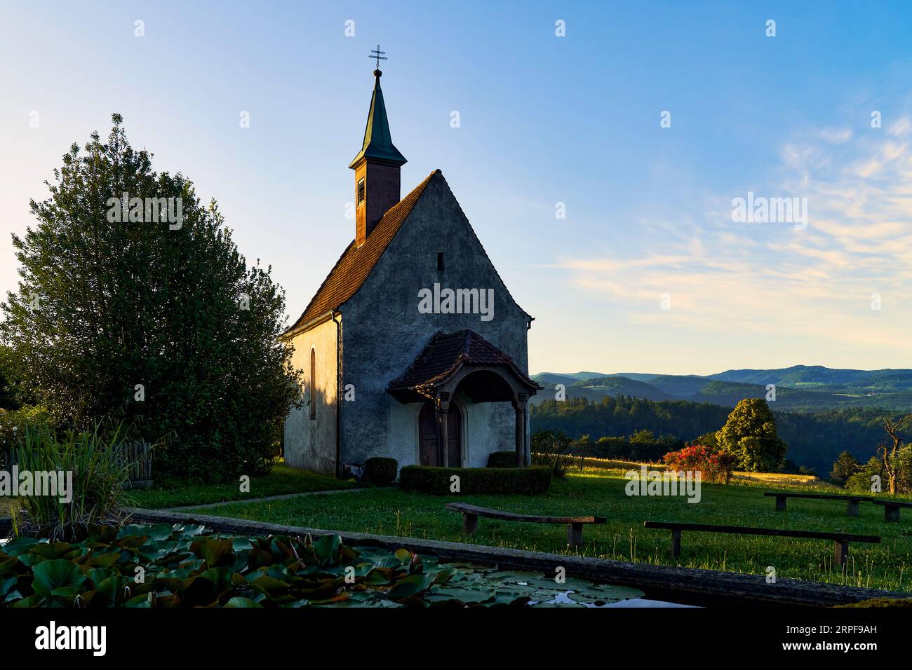 Die St.. Wendelinskapelle in der Nähe der Gemeinde Blauen im Laufental. Kanton Baselland. Schweiz Stockfoto