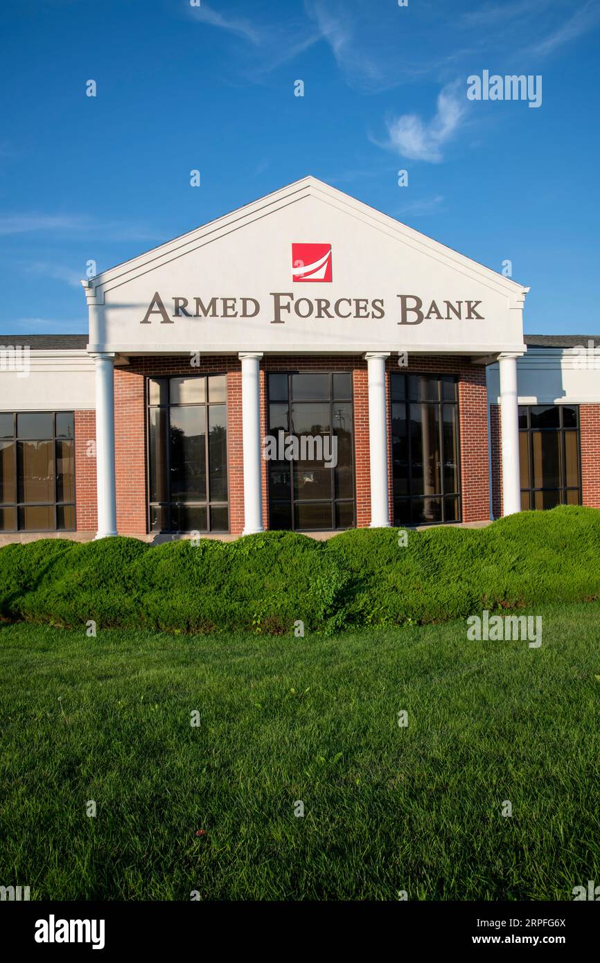 Leavenworth, Kansas. Die Armed Forces Bank ist eine Militärbank mit vollem Serviceangebot, die auch Zivilisten dient. Stockfoto