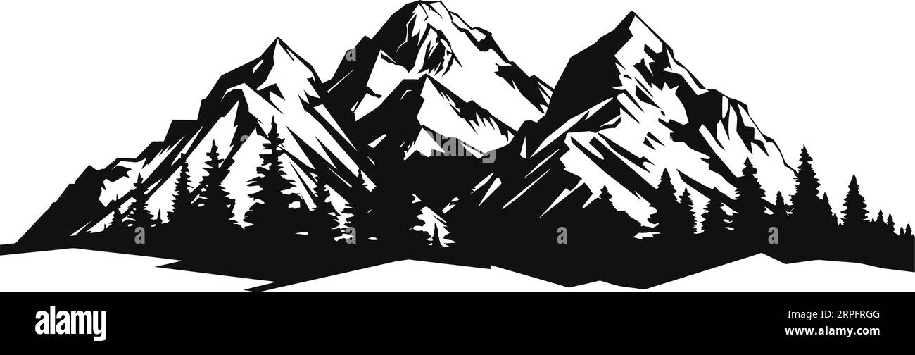 Minimalistisches Landscape Hills Mountain Peaks Vektor-Logo Stock Vektor