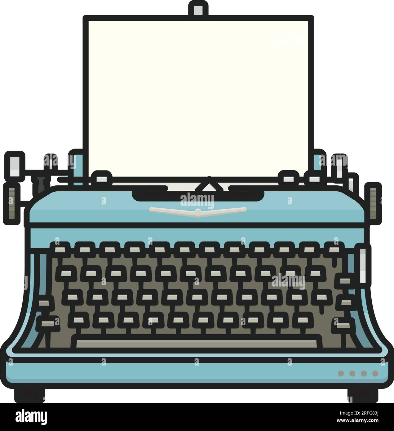 Pastellblaue Retro Schreibmaschine Vektor Illustration für Typewriting Day am 23. Juni Stock Vektor