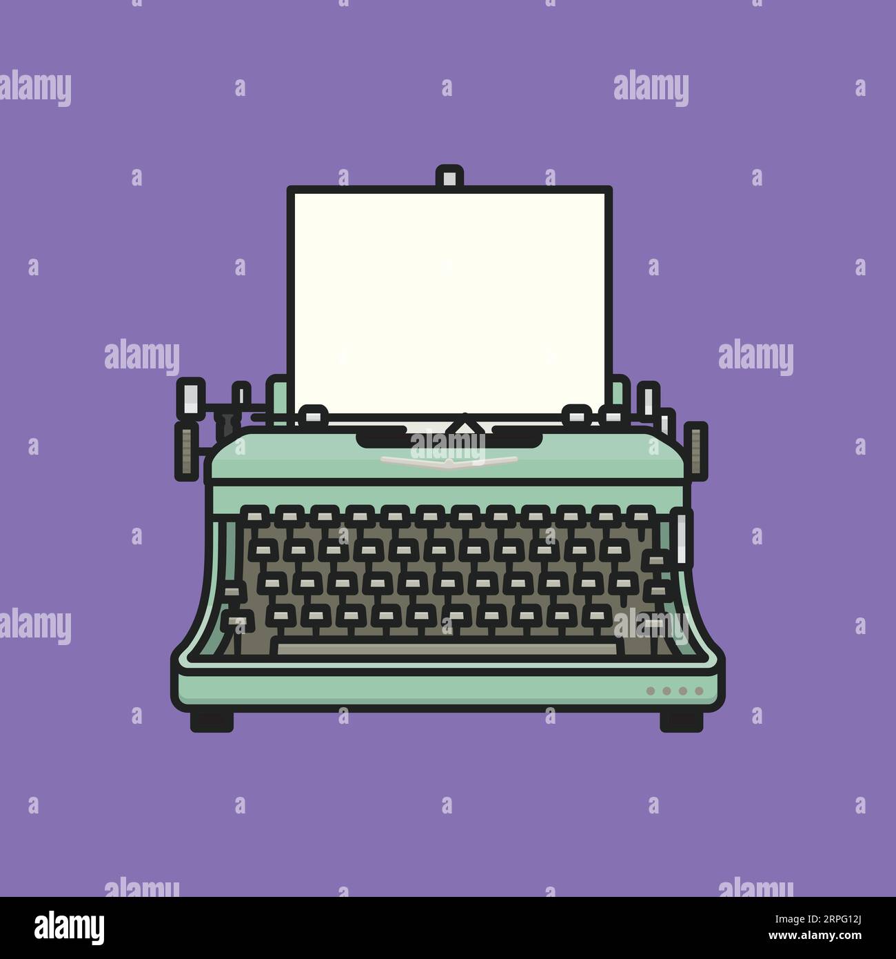 Pastellgrüne Retro-Schreibmaschine Vektor-Illustration für den Typewriting Day am 23. Juni Stock Vektor