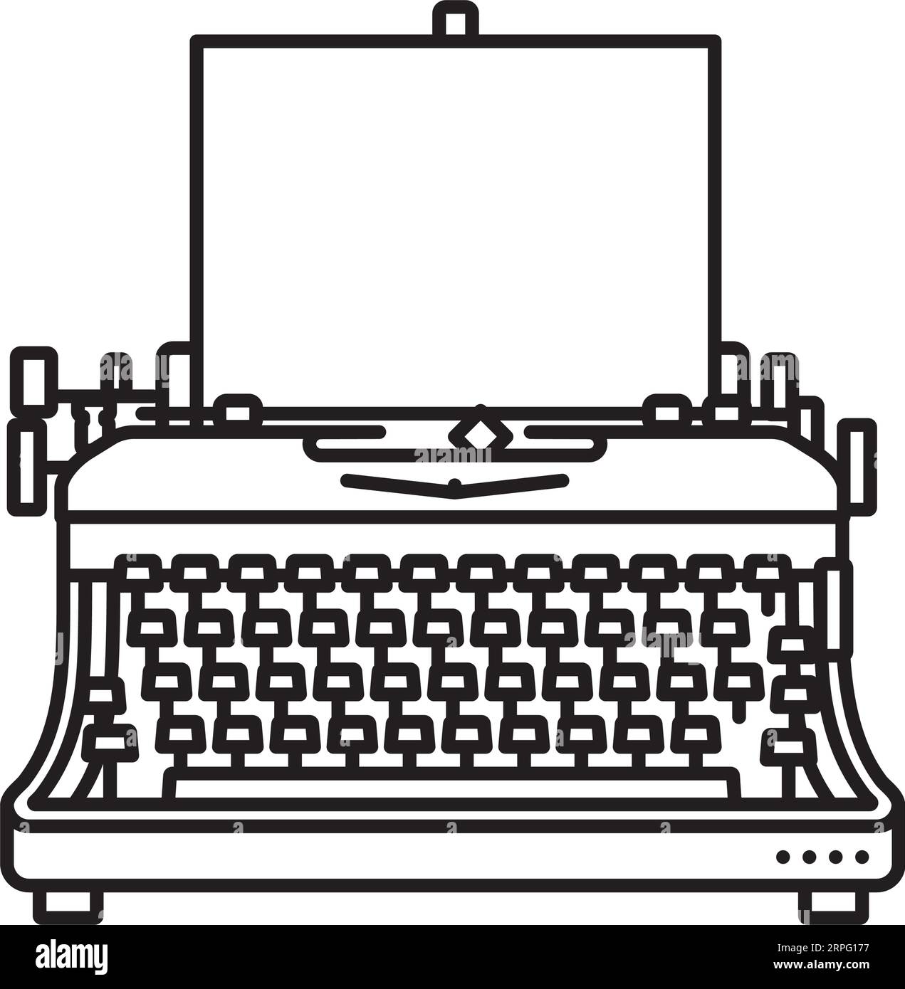 Retro-Schreibmaschinenvektorzeilensymbol für den Typewriting Day am 23. Juni Stock Vektor