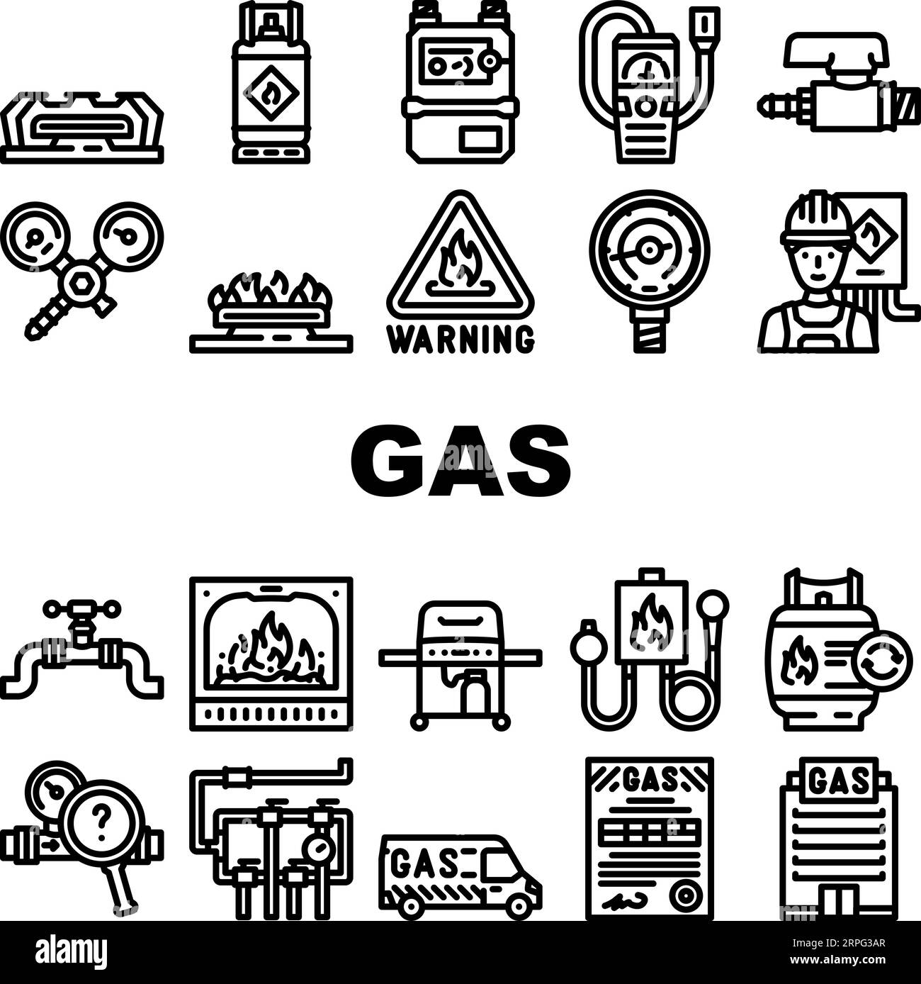 Symbole für Gasenergie-Öl-Energie-Pipeline setzen Vektor Stock Vektor