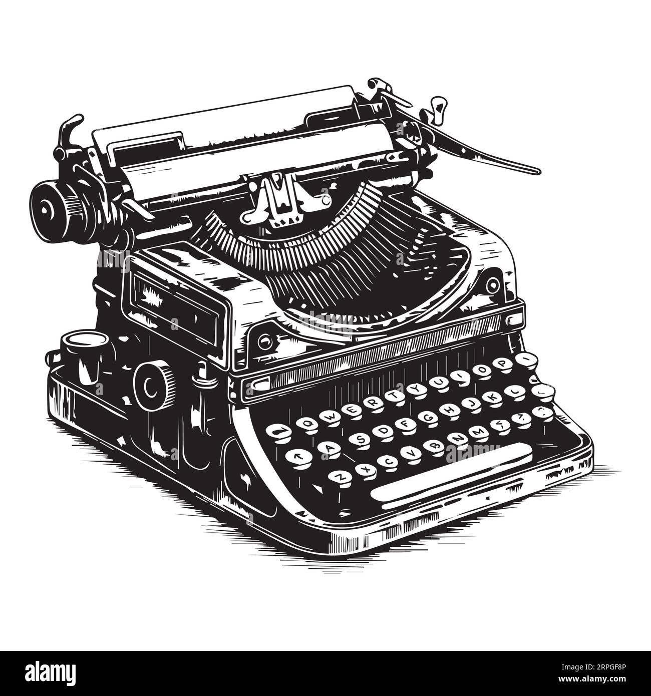 Vintage-Schreibmaschine zum Schreiben isoliert auf weißem Hintergrund. Stock Vektor
