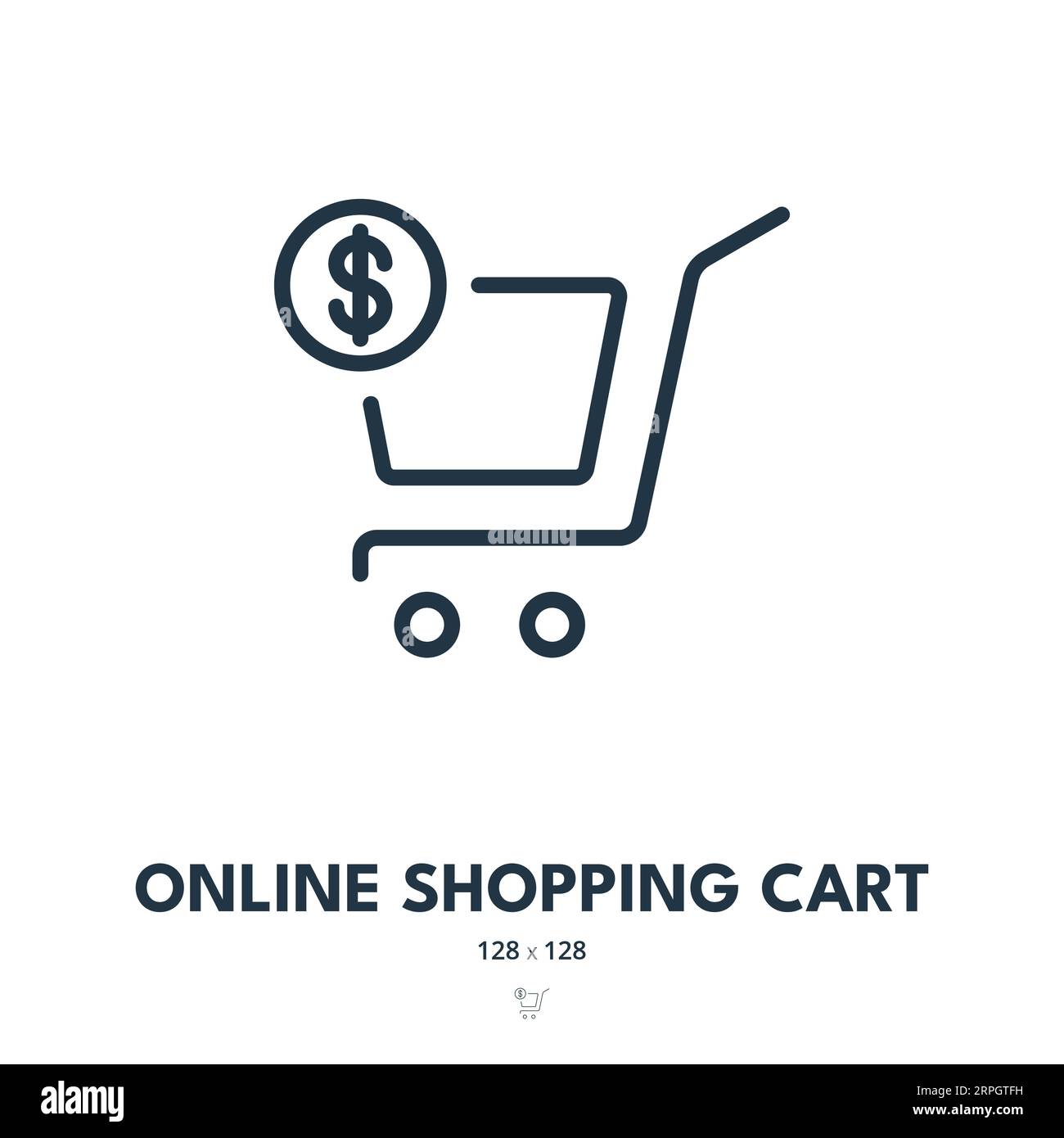 Symbol Für Online-Warenkorb. Geschäft, E-Commerce, Markt. Bearbeitbare Kontur. Symbol „Einfacher Vektor“ Stock Vektor