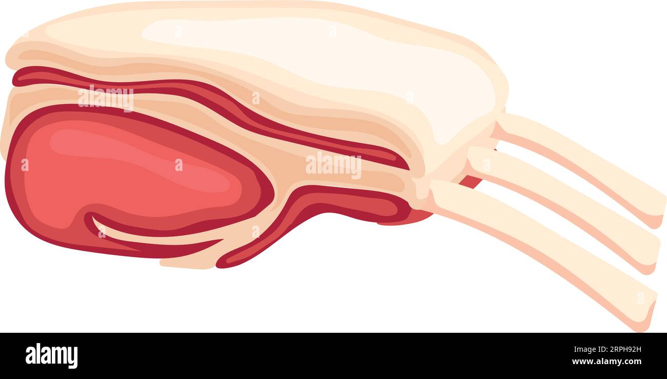 Lammrippensymbol. Cartoon rohes Fleisch geschnitten Stock Vektor