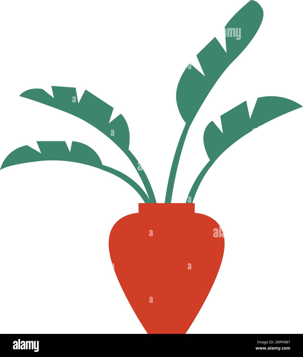 Tropische Blätter in Keramikvase. Symbol für die Inneneinrichtung Stock Vektor