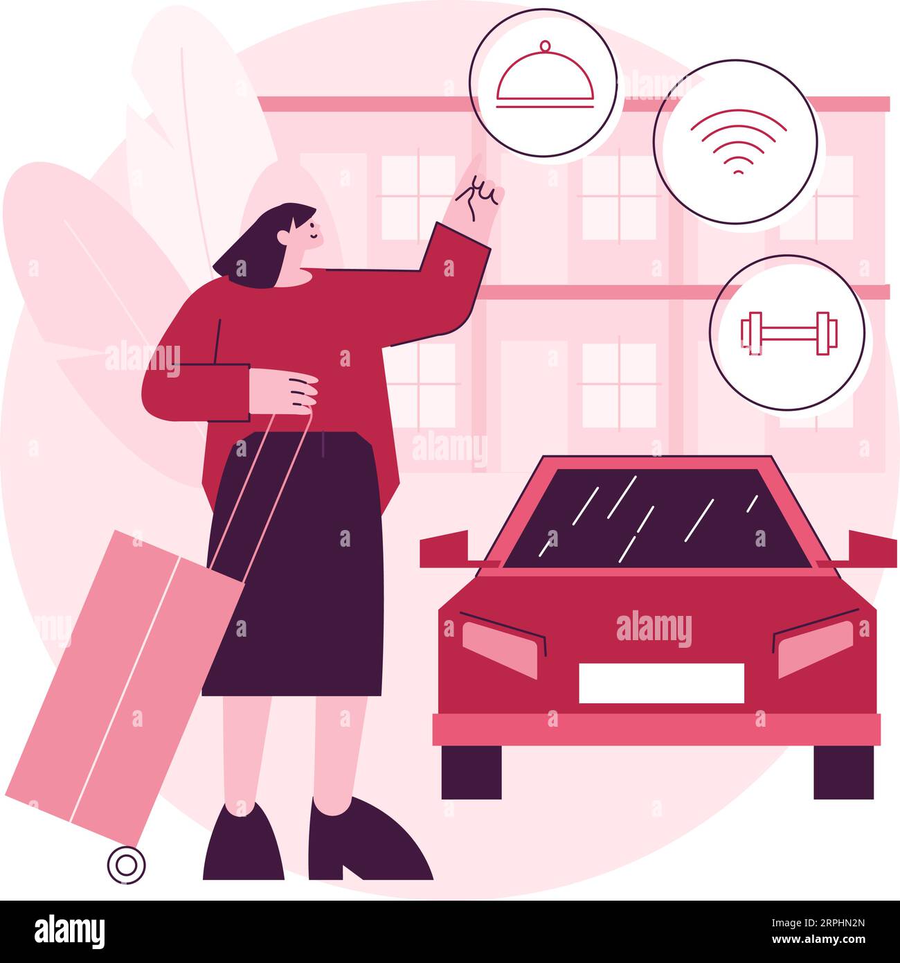 Abbildung des abstrakten Konzepts für den Motel-Service. Highway Motel, Bed & Breakfast Service, Zimmer zu vermieten, Unterkunft, begehbare Hotel, Driver Inn, Kurzzeitunterbringung abstrakte Metapher. Stock Vektor