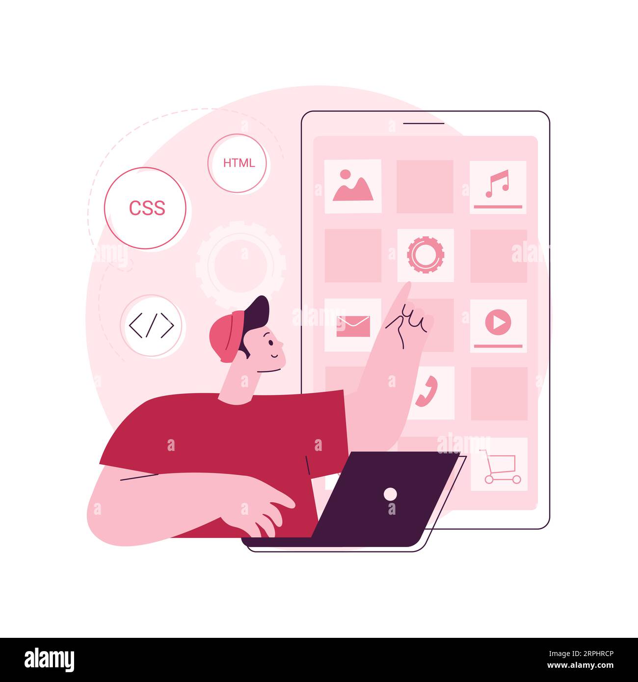 Hybride mobile App abstraktes Konzept Vektor Illustration. Software-Anwendung, native App und Web-Anwendung, Quellcode, Zielplattform, offline laufen, Design-Richtlinien abstrakte Metapher. Stock Vektor