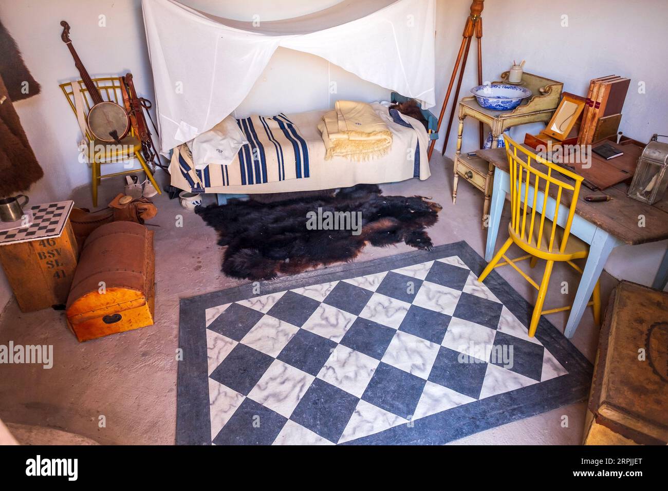 Zimmer im Bent's Old Fort im Osten von Colorado, USA Stockfoto