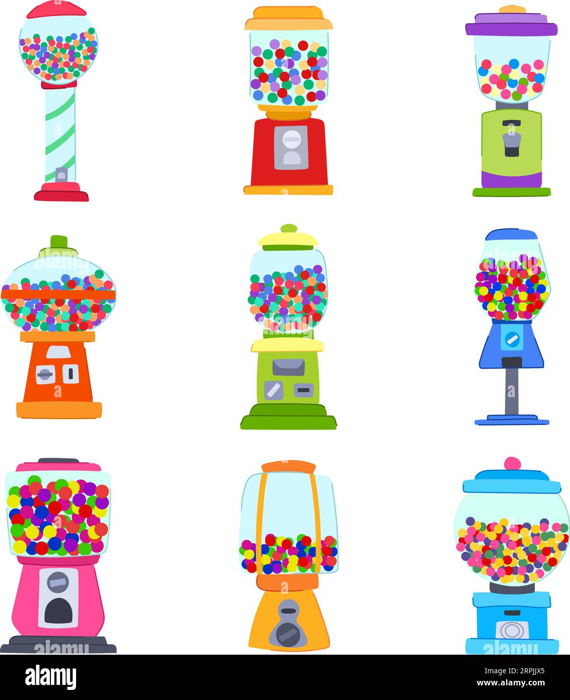 Bubblegum Machine Set Cartoon Vector Illustration Stock Vektor