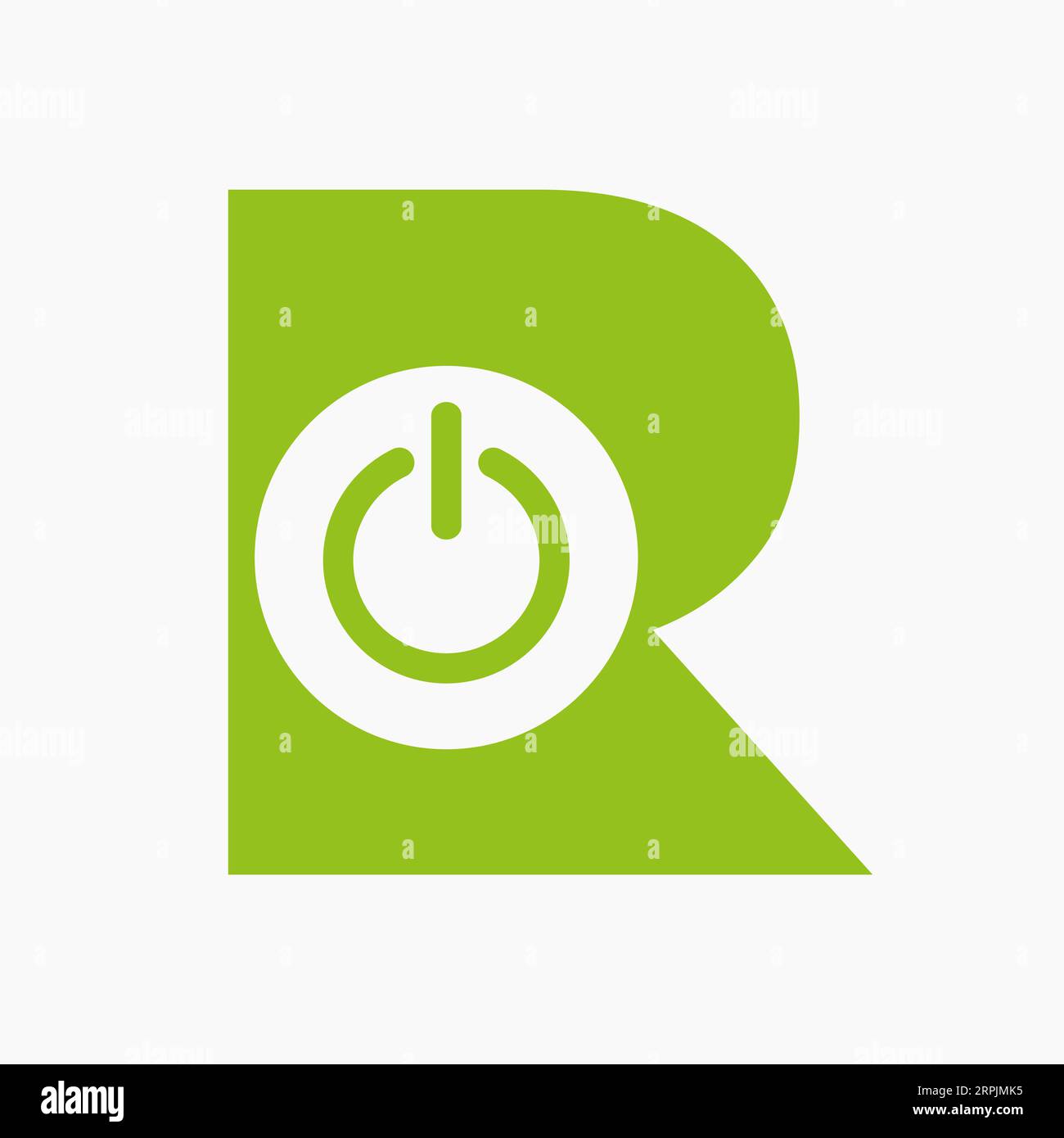 Buchstabe R Power Logo Bolzenschild für elektronisches Symbol Stock Vektor