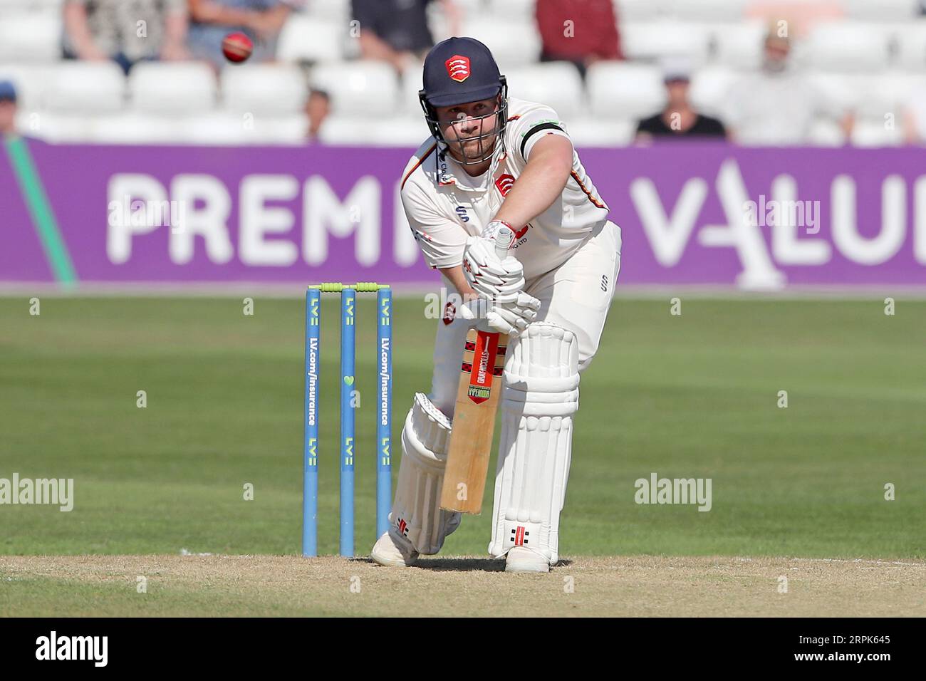 Adam Rossington im Kampf gegen Essex während des Essex CCC vs Middlesex CCC, LV Insurance County Championship Division 1 Cricket im Cloud County Stockfoto