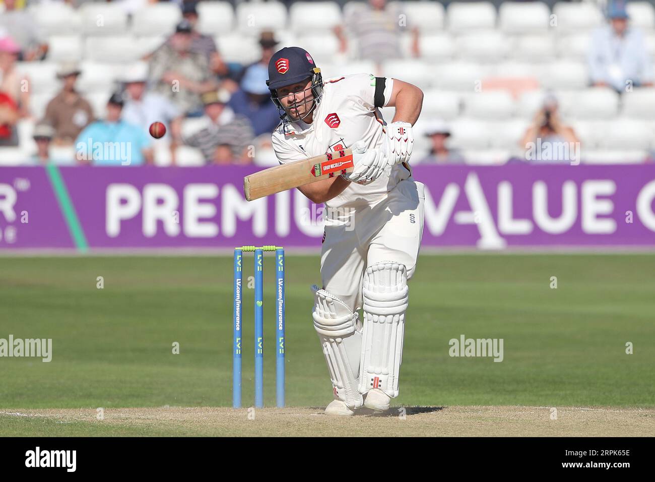 Adam Rossington im Kampf gegen Essex während des Essex CCC vs Middlesex CCC, LV Insurance County Championship Division 1 Cricket im Cloud County Stockfoto