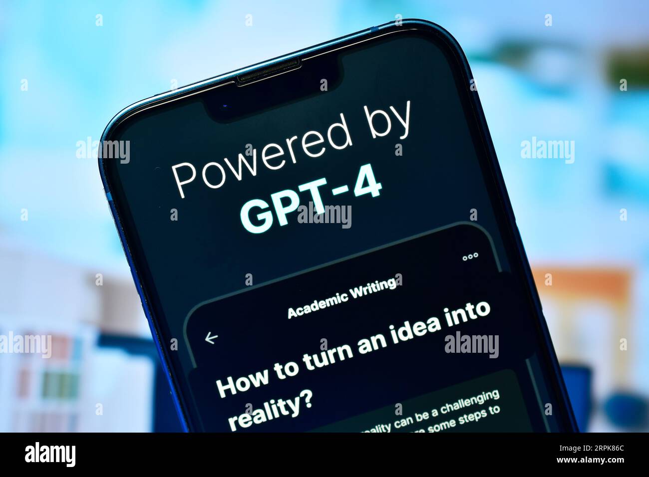 Delhi, Indien 4. September 2023:- powered by Chat gpt-4 on iphone Stockfoto