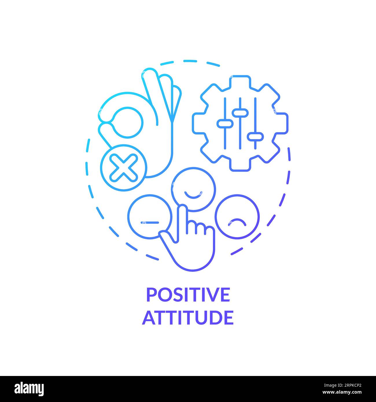 Symbol für positive Einstellung mit blauem Farbverlauf Stock Vektor