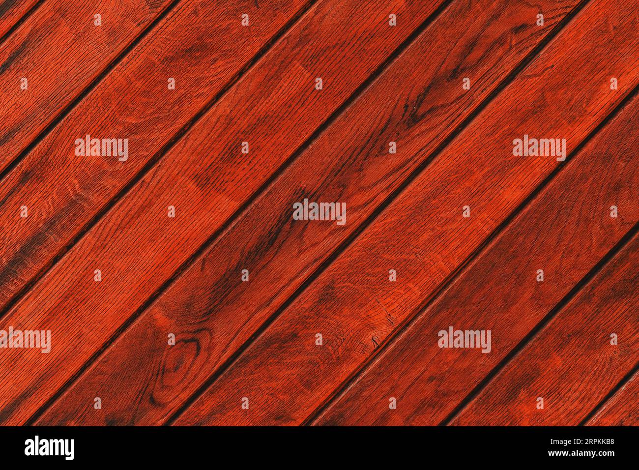 Rustikaler und charmanter brauner Holzfußboden mit Blick von oben als Hintergrund und Textur Stockfoto