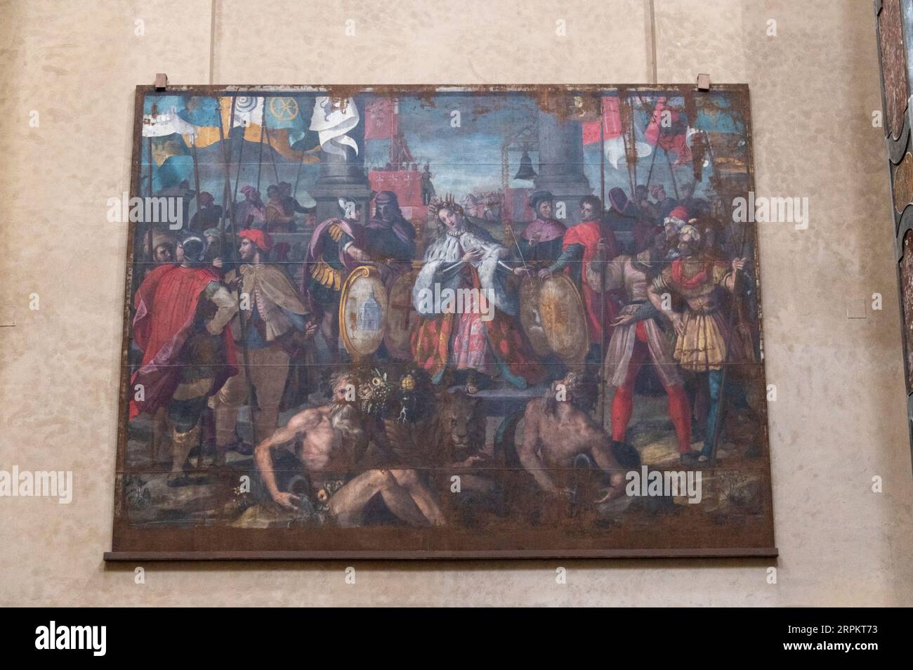 Ein großes Wandgemälde einer Hochzeitszeremonie von Ferdinando1 de Medici in der Kapelle der Prinzen sind sechs der Medici Großherzöge begraben Stockfoto