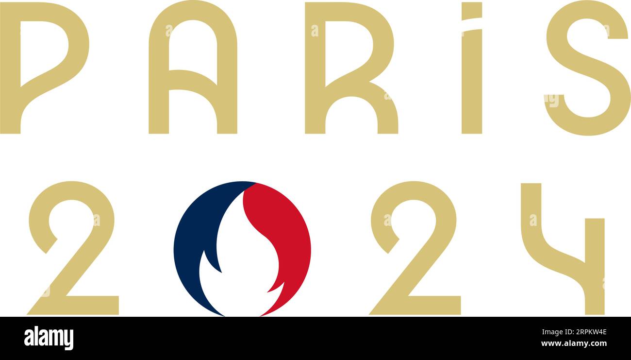 Ukraine, Charkiv - 2. August 2023. Paris, Frankreich, Olympische Sommerspiele 2024 Offizielles Logo. Olympische Spiele Vektordarstellung. Stock Vektor