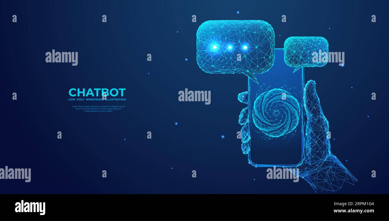 Abstraktes Chat-bot-Logo auf dem Smartphone-Bildschirm mit Sprechblasen. Stock Vektor