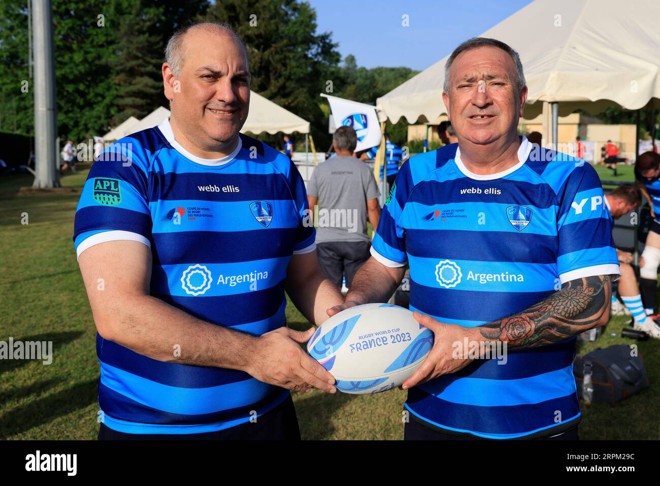 Sarlat, Frankreich. September 2023. Rugby-Weltmeisterschaft 2023 in Frankreich. Großbritannien - Argentinien Spiel. Der argentinische parlamentarische Tee Stockfoto