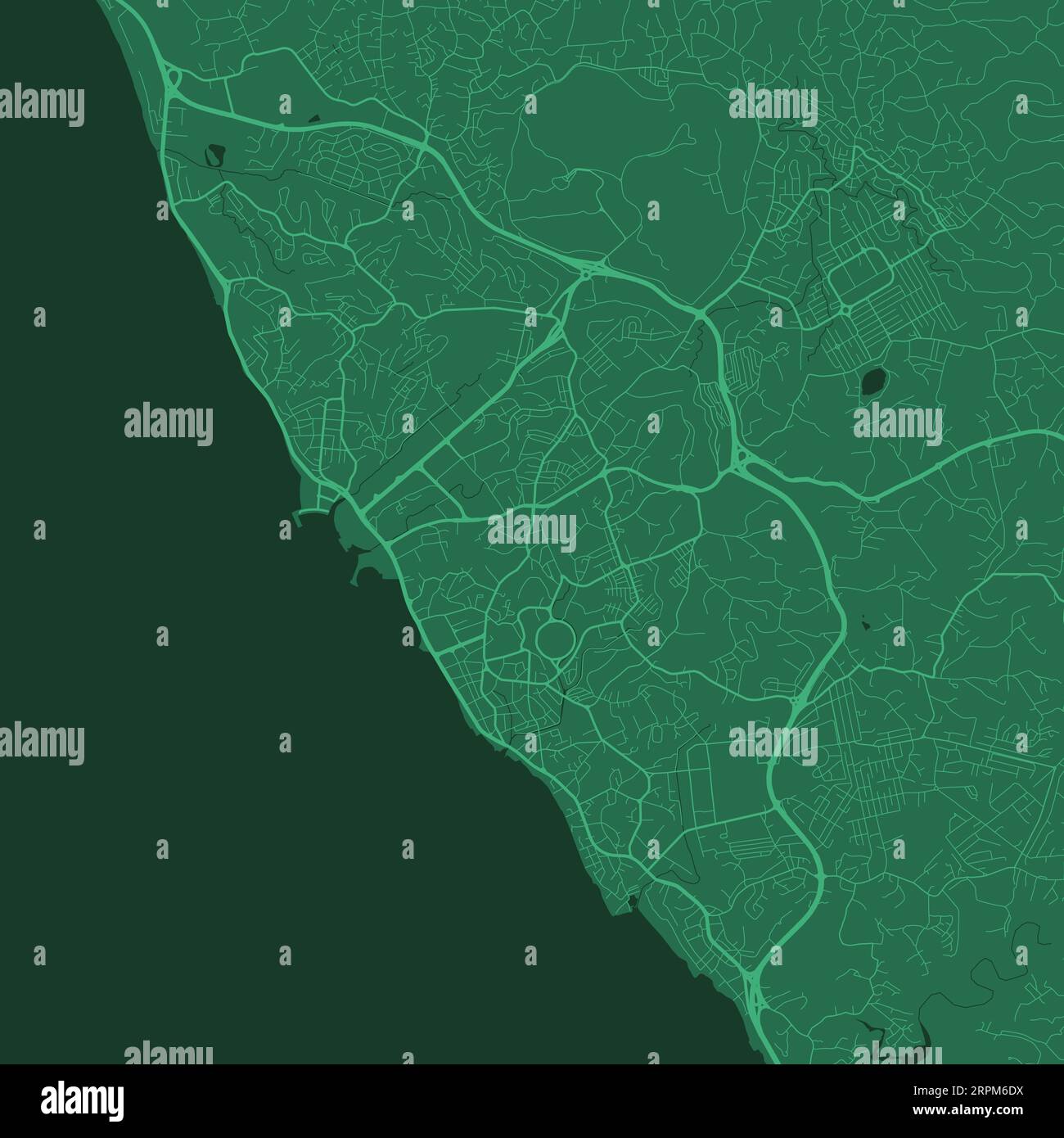 Green Libreville Karte, Gabun, detaillierte Stadtkarte, Skyline Panorama. Dekorative grafische touristische Karte von Libreville Territory. Gebührenfreier Vektor Stock Vektor