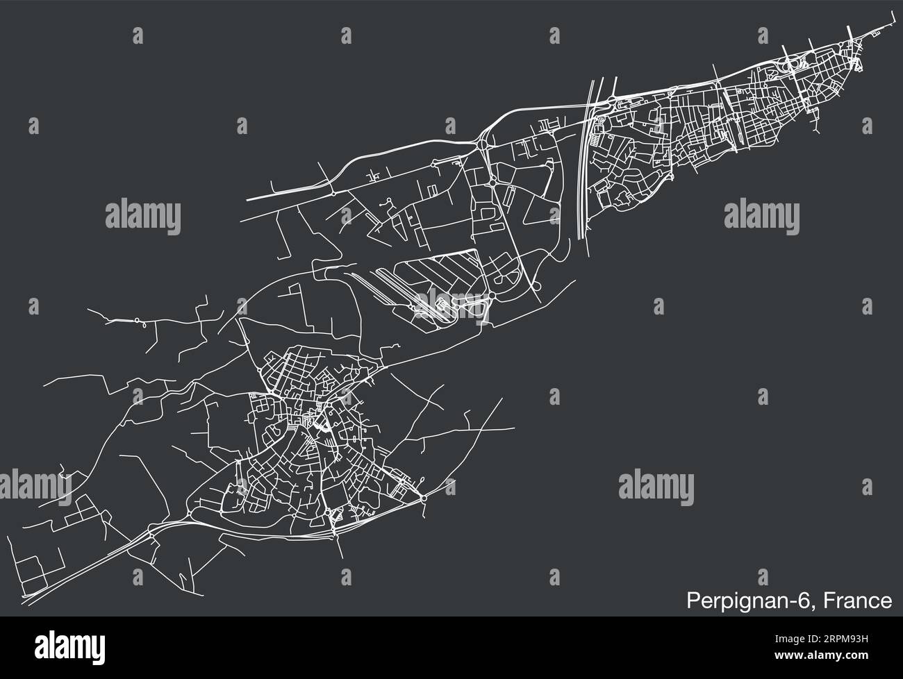 Straßenkarte des KANTONS PERPIGNAN-6, PERPIGNAN Stock Vektor