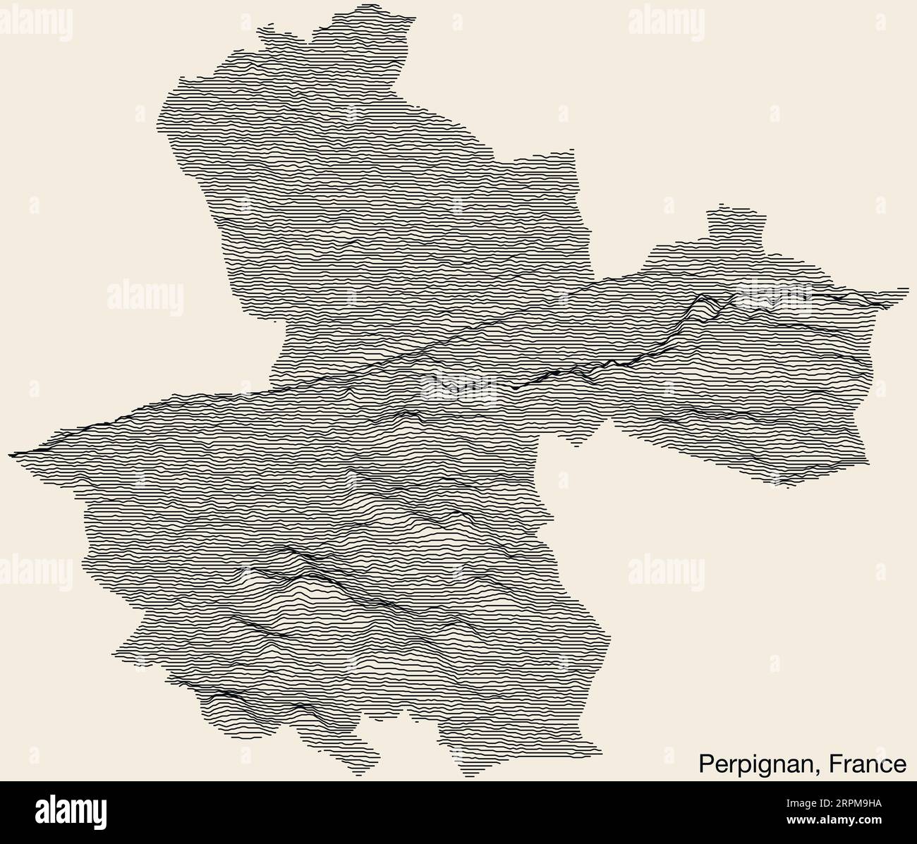 Topographische Reliefkarte von PERPIGNAN, FRANKREICH Stock Vektor