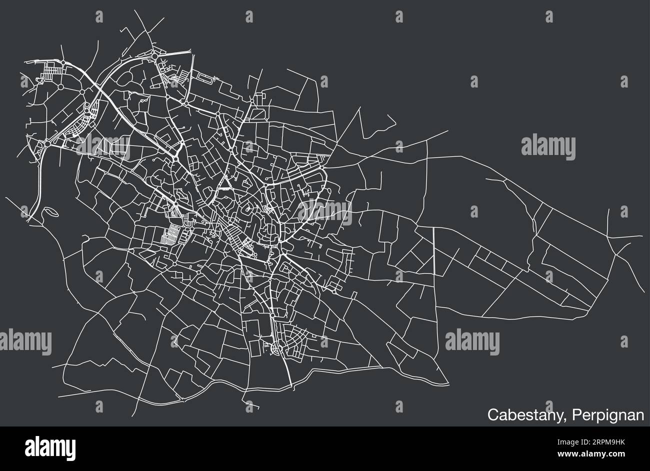 Straßenkarte der GEMEINDE CABESTANY, PERPIGNAN Stock Vektor