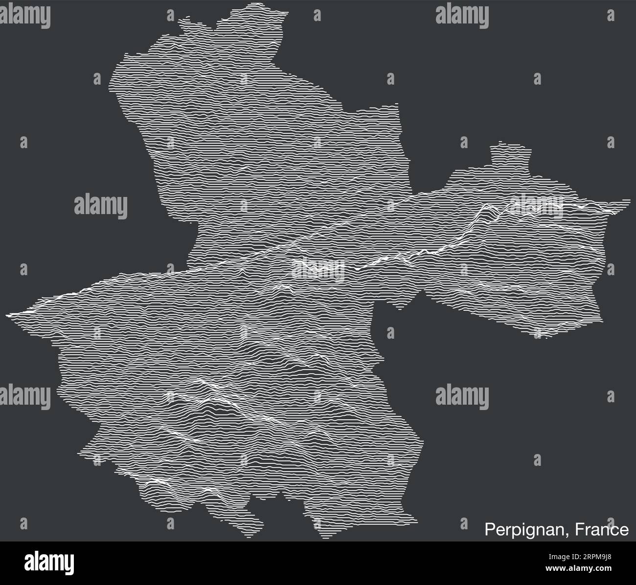 Topographische Reliefkarte von PERPIGNAN, FRANKREICH Stock Vektor